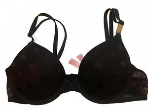 Victoria's Secret PINK schwarz gepunkteter BH - Größe 34A - neu mit Etikett - Bild 1 von 8