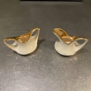 Vintage Pearl China Co. iridescent 22K Gold Trim Cream & Sugar Miniature USA - Picture 1 of 10