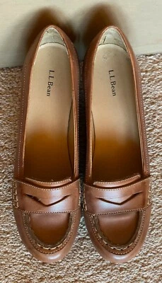 LL Bean Mujer Cuero Penny Mocasín Cuña Talla 7.5 Foto 1 de 4