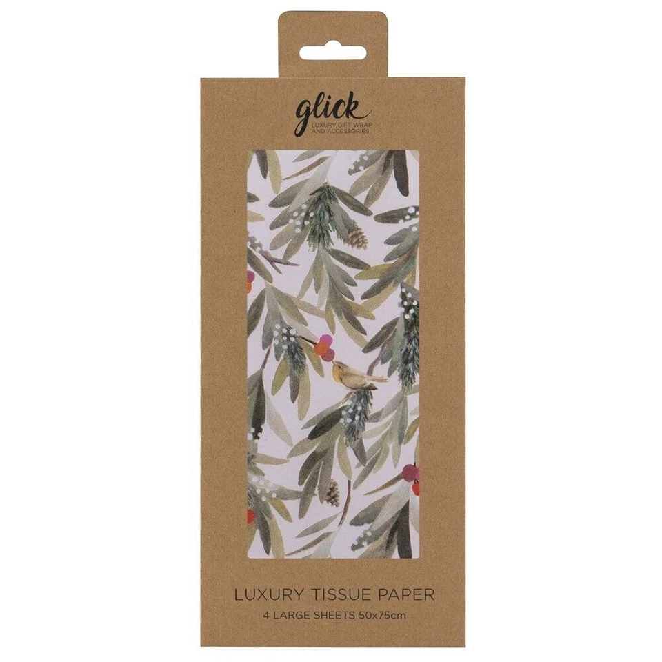 Fairytale Forest Robins and Branches Christmas Glick 4 sheets tissue wrapping - Image 1 of 1