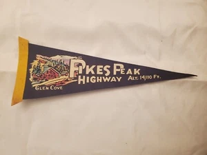 Vintage Souvenir Felt Pennant Pikes Peak Highway Alt. 14,110 Ft. Colorado 17'' - Picture 1 of 1