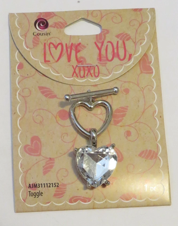 Pulsera Corazón Palanca Con Cristal Vidrio .75" Corazón para Hágalo Usted Mismo 'ers Nuevo en Paquete Foto 1 de 2