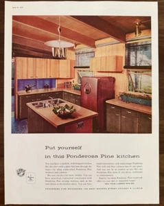 1956 Ponderosa Pine Woodwork PRINT AD Modern Kitchen Design - Picture 1 of 1