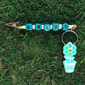 HOTI Natural Hemp Handmade GRASS Turquoise Roach Clip Keychain ATM Card Grabber - Picture 1 of 3