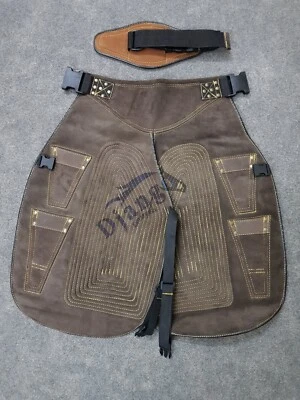 Top Farriers Tools Full Leather Deluxe Chaps No Canvas Genuine 27'' Long Apron - Image 1 of 4