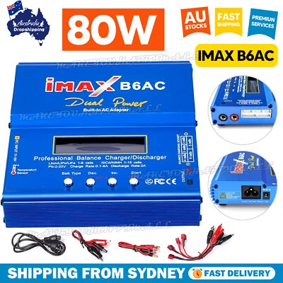 80W Lipo Charger RC iMax B6AC New Balance Control Digital Display Lithium NiMh - image 1 of 4