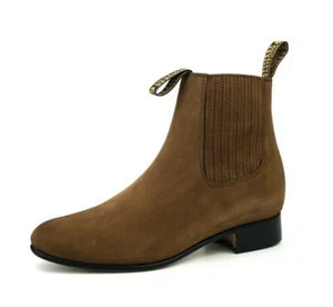 BOTIN CHARRO WESTERN MEDIA BOTA NOBUCK CUERO VAQUERO SUELA CUERO - Imagen 1 de 12