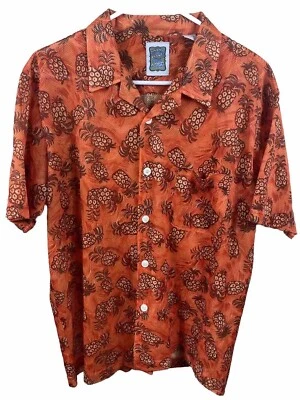 Ocean Current Hawaiian Shirt Mens Size M Orange Pineapple Button Up Short Sleeve - Image 1 of 4