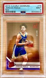 Jordan Poole /49 RC 2019/20 Panini Clearly Donruss RED #76 Rookie PSA 9 POP 4 SP - Bild 1 von 3