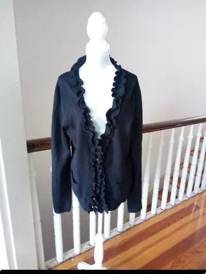 Suéter Tommy Hilfiger Talla M Cuello Volantes Negro Algodón Cachemira Manga Larga  Foto 1 de 4