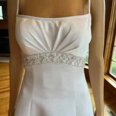 *Venus Blanco Correa de Espagueti Imperio Cuentas Plisado Vestido de Novia Vestido de Novia Talla 6 Foto 1 de 4