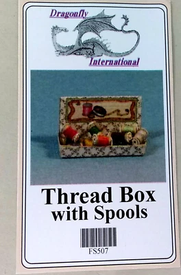 Dollhouse Miniature Sewing Thread Spool Box Kit Dragonfly International 1:12