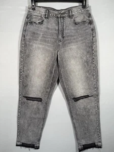 American Eagle Mom Jeans Distressed Raw + Cut Hem Damen 10 30x27" Grunge Ripped - Bild 1 von 9