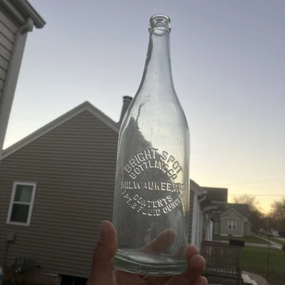 Botella de refresco de cuarto de galón Bright Spot Bottling 1921 Milwaukee Wi Wisconsin Foto 1 de 4