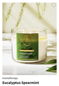 Bath & Body Works 3-wick Candle AROMATHERAPY Stress Relief Eucalyptus Spearmint - Picture 1 of 2