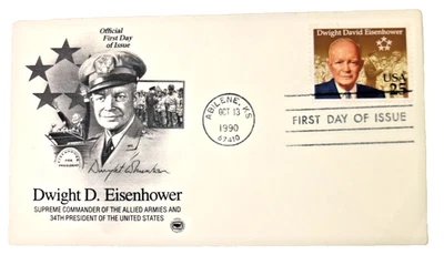 1990 Dwight D Eisenhower Official First Day of Issue Cover Envelope - Image 1 of 3