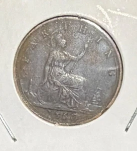 1860 Great Britain Farthing Bronze Coin-Victoria-KM#747.2 - Picture 1 of 4