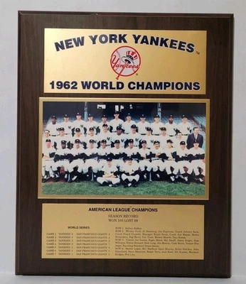 Placa de pared de campeones de la Serie Mundial 1962 de los Yankees de Nueva York 16 X 13 manto Maris Foto 1 de 4