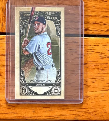 2020 Topps #4 Michael Chavis TRUE (1 of 1 ) GREEN FORTUNE (MINI)  PARA RED SOX - Image 1 of 2