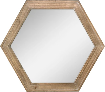 Rustic Hexagon Wall Mirror Wood Frame Farmhouse Decor for Living Room Entryway - Image 1 of 4