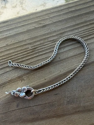 "Brazalete Trollbeads plata esterlina cola de zorro flor bloqueo aproximadamente 7,5""" Foto 1 de 4