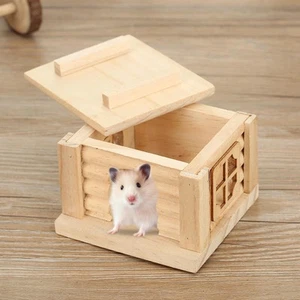 Hamster Wood House Pet Hideout Play Hut Hideaway Small Animals Pets House, - Picture 1 of 7