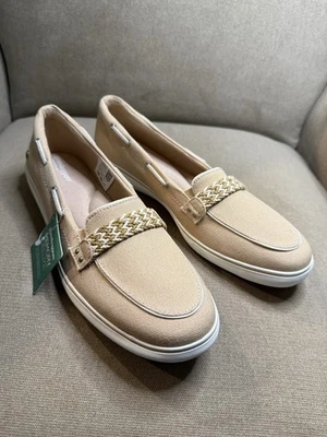 Zapatos de barco de lona con memoria Grasshoppers beige tostado sin cordones para mujer 10 S náuticos Foto 1 de 4