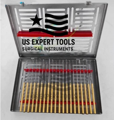 Juego de Microdisector Rhoton 20 Piezas con Instrumentos Quirúrgicos de Neurocirugía Dorados Foto 1 de 4