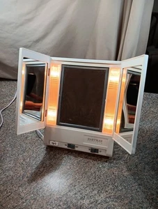 Vintage Hartman Products Light Up Tri Fold Triple Magnifying Mirror Free Ship - Picture 1 of 8