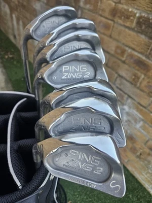 GENTS LEFT HAND PING ZING 2 WHITE DOT IRONS  1.5 INCHES LONGER THAN STANDARD - Image 1 of 4