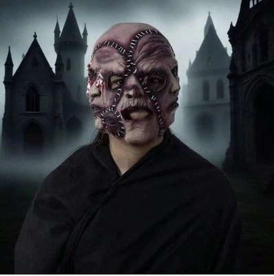 Scary 3-Faced Horror Mask Realistic Human Disguise for Party Club Bar Cosplay - Image 1 of 4