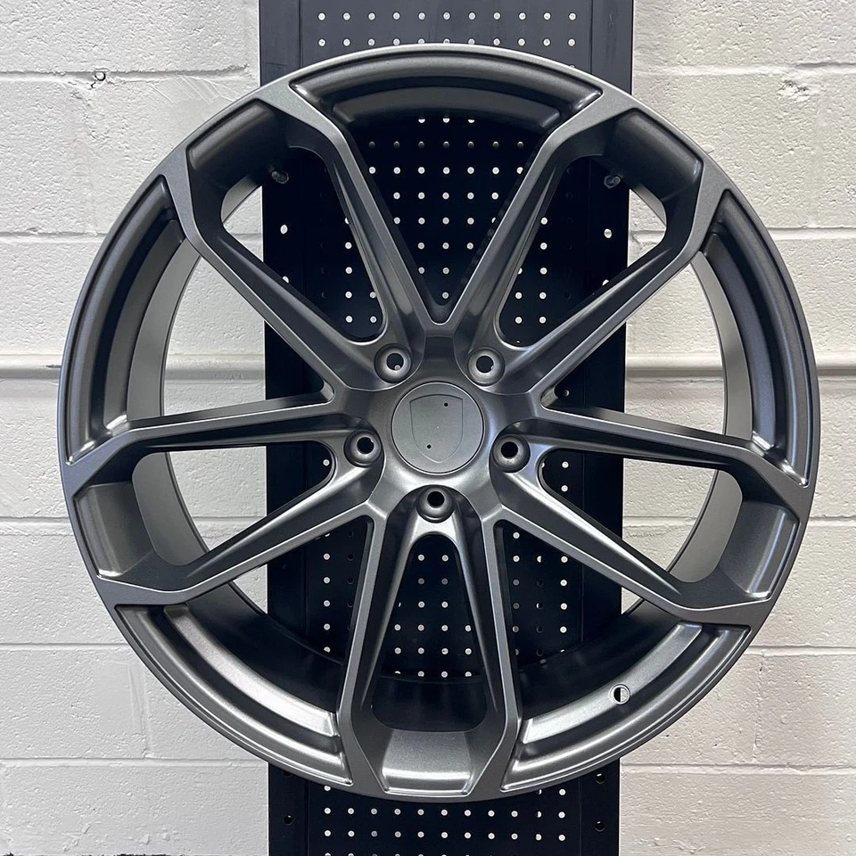 22" STAGGERED TURBO GT STYLE SATIN GUNMETAL WHEELS RIMS FITS CAYENNE E SE HYBRID - Imagem 1 de 1