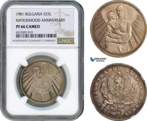 AI159, Bulgaria, 25 Leva 1981, Nationhood Anniversary, Silver, NGC PF66 Cameo - Picture 1 of 1