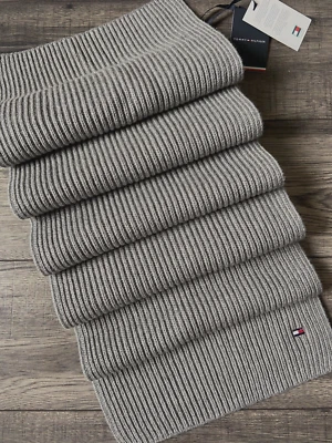 BUFANDA GRUESA ACANALADA TOMMY HILFIGER ALGODÓN CACHEMIR NUEVA CON ETIQUETAS Foto 1 de 4