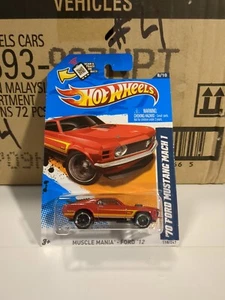 Hot Wheels Muscle Mania Ford ‘12 ‘70 Ford Mustang Mach 1 Red 2012 8/10 #118 B1 - Picture 1 of 5