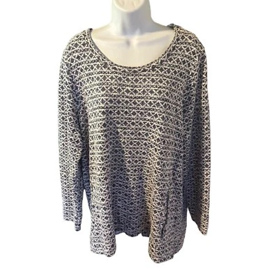 Suéter Per Se Estampado Diamante Gris y Blanco Talla 2X Foto 1 de 4