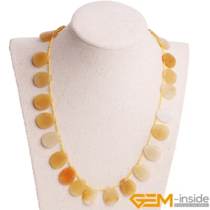 Natural Yellow Jade Gemstone Freeform Beaded Charms Necklace Jewelry Gift 17-18" - Picture 1 of 35
