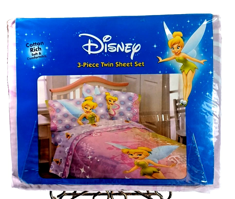 JUEGO DE ROPA DE CAMA DISNEY TINKERBELL WHIMSY TINK 3 PIEZAS SÁBANAS DOBLES NUEVO Disney Store NUEVO CON ETIQUETAS Foto 1 de 4