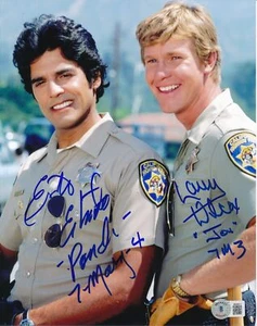 Foto Larry Wilcox/Erik Estrada Doble Autografiada 8x10 "Chips" Beckett 183526 - Imagen 1 de 2