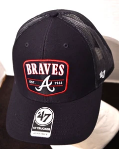 Gorra de béisbol Atlanta Braves MLB azul marino marca 47 escuadrón camionero ajustable nueva con etiquetas - Imagen 1 de 8