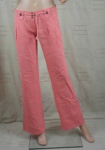 WOMENS LINEN BLEND TROUSERS CORAL SIZE 12 (M) - Picture 1 of 5
