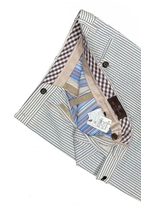 ¡Nuevos pantalones Etro!  e 48 US 32 x 31 Seersucker Rayas Marrón y Tostado o Azul y Tostado Foto 1 de 3