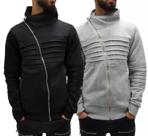 Time Is Money Homme Urban Designer Veste Coton Col Roulé Motard Fermeture Éclair - Imagen 1 de 11