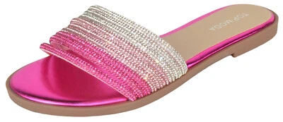 Sandalias Top Moda Mujer Chanclas Brillantes Estrás Deslizables GRAND-56 Rosa Fucsia Foto 1 de 3