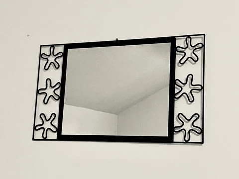 90s Vintage Flower Power Black Metal Frame Mirror Cover