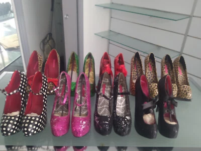 Lotto Bordello Fetish Decollete Plateau Tacco Alto Glitter Burlesque Pin Up Drag - Immagine 1 di 4