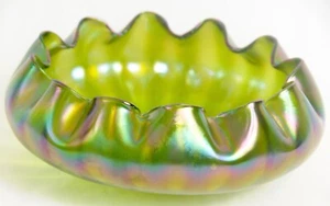 Loetz Art Glass Bowl Green Iridescent Early 20th Century Art Nouveau Replacement - Imagen 1 de 12