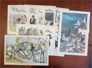 Puck Political Cartoons Keppler Art 1882-1903 Corruption Lot x 10 color prints - Picture 1 of 11