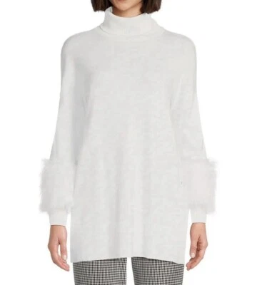 Preston & York Faux Fur Cuff Maxine Turtleneck Sweater Black Size XXL NWT - Image 1 of 4