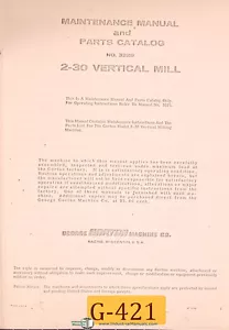 Manual de molino vertical Gorton 2-30, 3229 1964 - Imagen 1 de 4